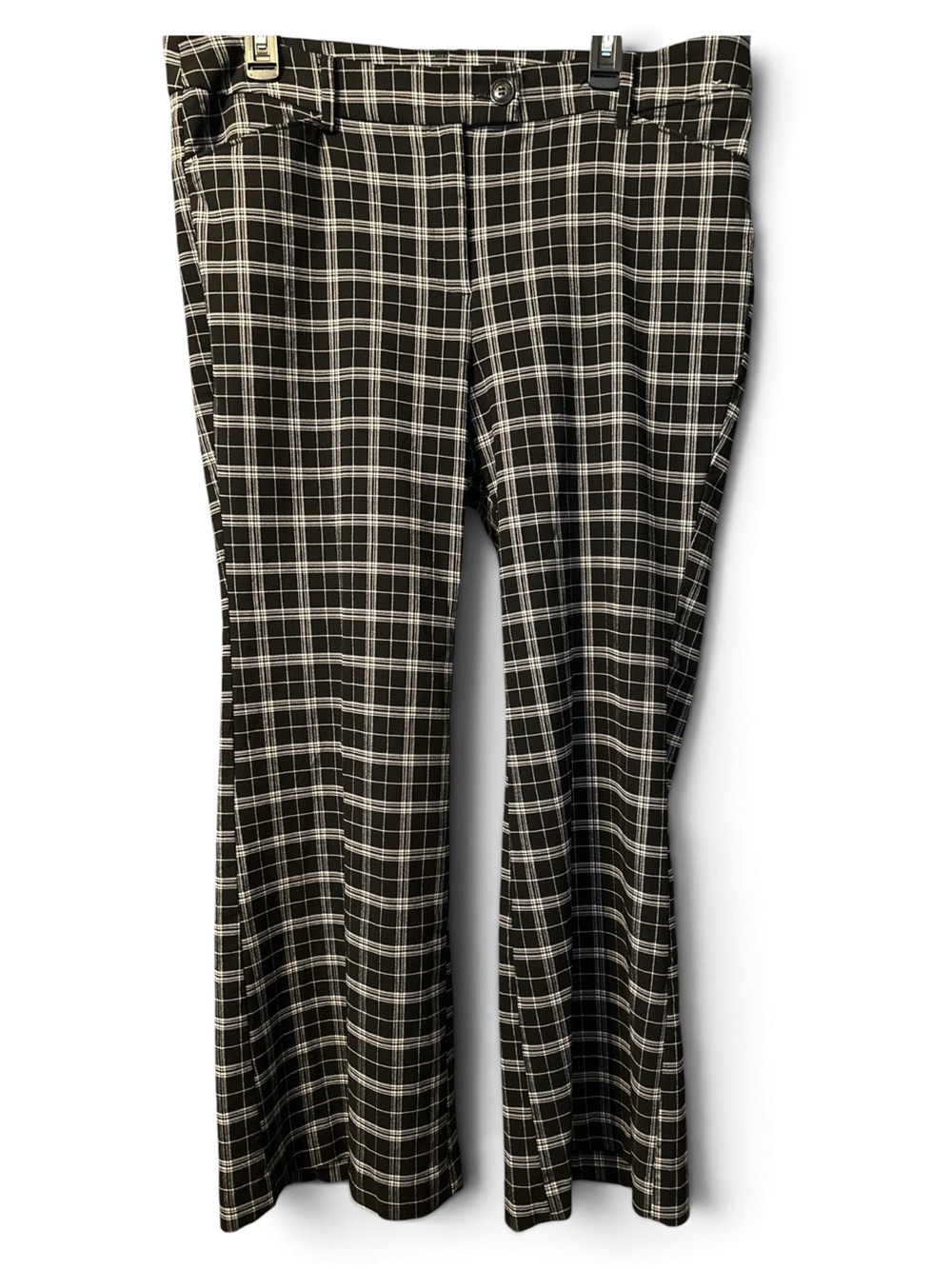 Lane Bryant Size 16S Black White Plaid Straight Leg Dress Pants new without tags